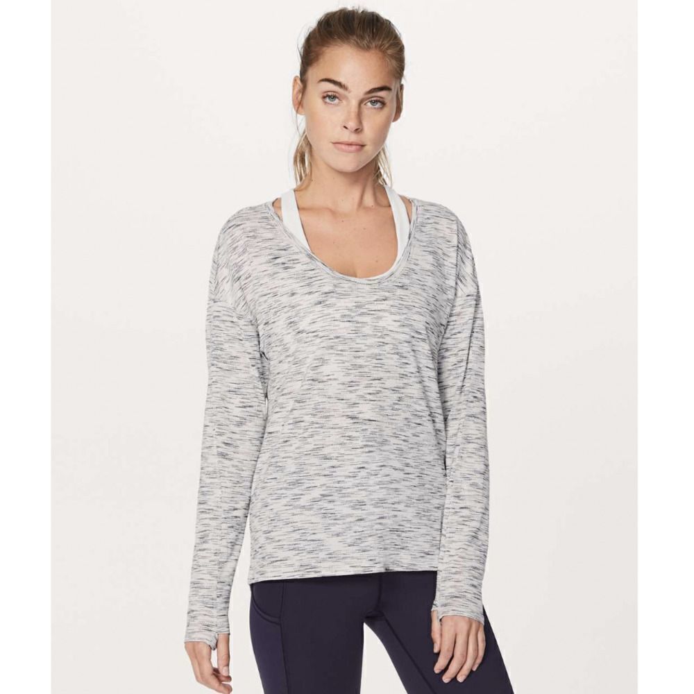 Lululemon Womens Size 10 Meant to Move Thumb Holes Long Sleeve Black White - Picture 16 of 16